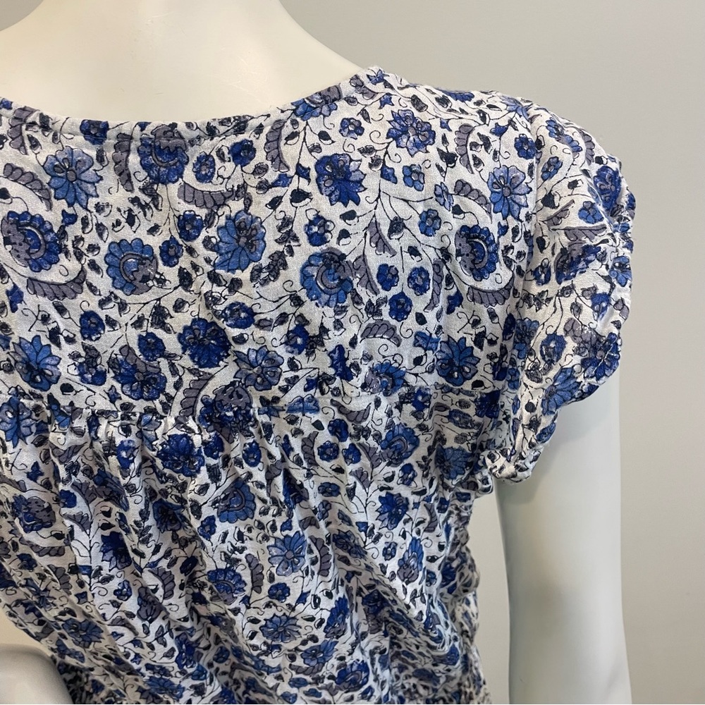 LUCKY BRAND White & Blue Floral Print Felice Midi Dress - Picture 3 of 9